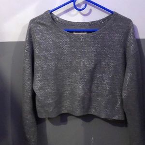 A soft gray crop top